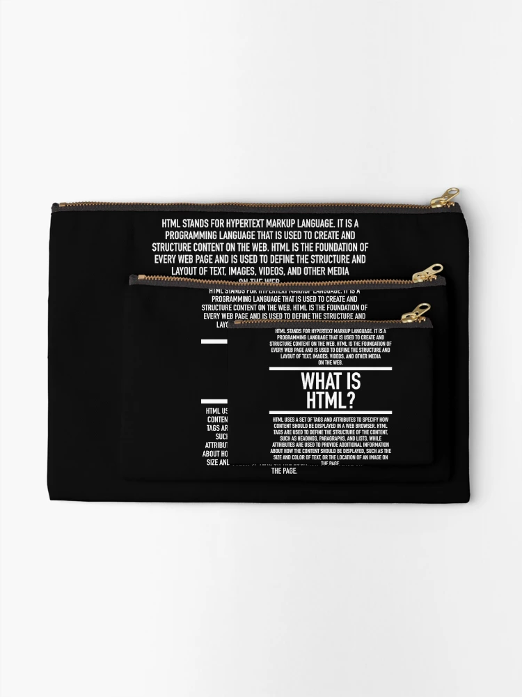 Thumbnail 2 of 4, Zipper Pouch, HTML Defined - Website Developer Coder designed and sold by HiddenVerb.