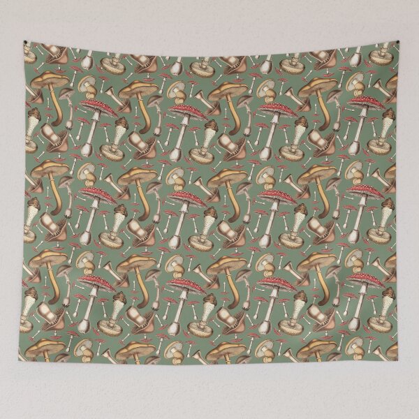 Item preview, Into the Woods: Vintage Mushroom Pattern - Sage designed and sold by CharlieCreates.