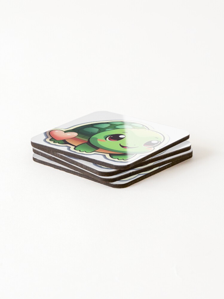 Thumbnail 4 of 5, Coasters (Set of 4), Turtle Stickers Cartoon Style designed and sold by PythonBase.