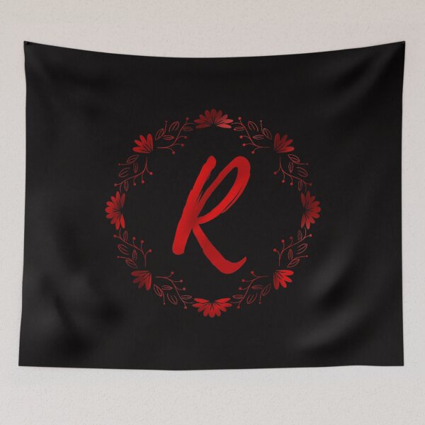 Item preview, R initial red flowers monogram - letter R / alphabet r / initial R designed and sold by stayartsy07.