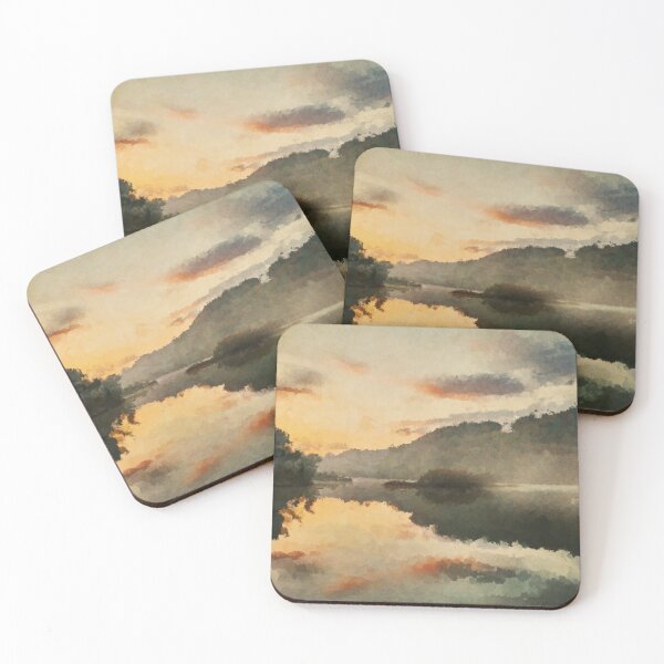 Item preview, Mountain lake at sunset designed and sold by Paint Dream  Style.