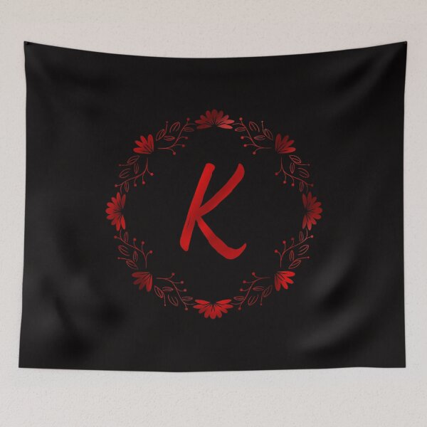 Aperçu de l'œuvre Monogramme initial de fleurs rouges K - lettre k / alphabet k / initiale K créée et vendue par stayartsy07.