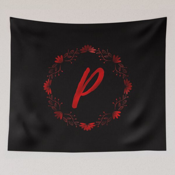 Item preview, P initial red flowers monogram - letter p / alphabet p / initial P designed and sold by stayartsy07.