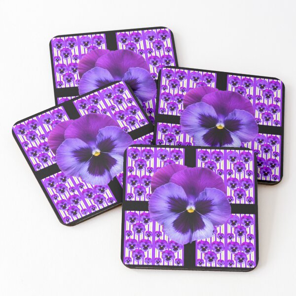 Item preview, PURPLE SPRING GARDEN PANSIES PATTEREN BLACK ART designed and sold by sharlesart.