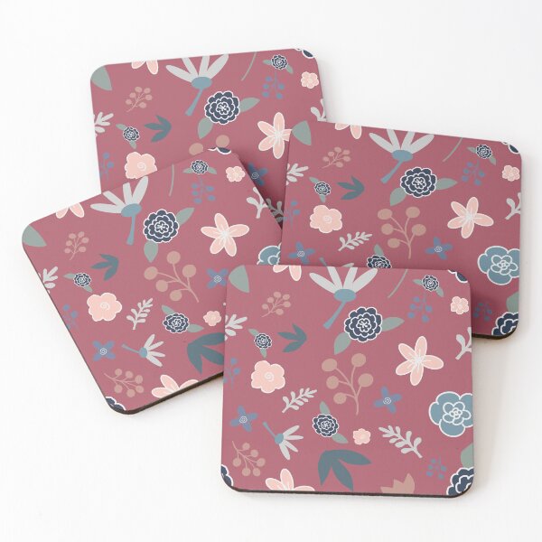 Item preview, Floral Repeat Doodle Pattern on Dusty Pink Background  designed and sold by Alima Designs.