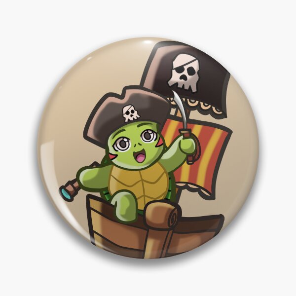 Item preview, adorable turtle in chibi style driving his pirate ship with a sword across the 7 seas  designed and sold by kitsuneins.