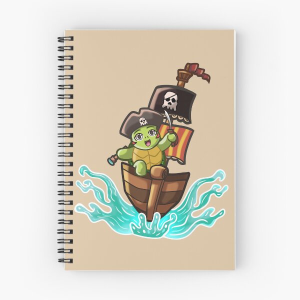Item preview, adorable turtle in chibi style driving his pirate ship with a sword across the 7 seas  designed and sold by kitsuneins.