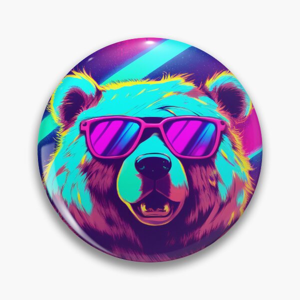 Item preview, Cool Bear, 80's Retrowave Art, Synthwave Style, Animal Art, Grizzly Bear designed and sold by SnorbelDesign.