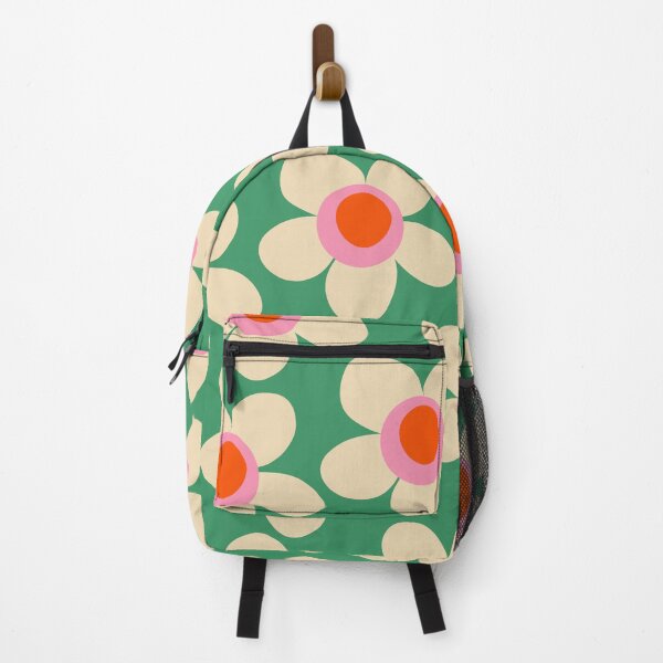 Item preview, Maisie Flowers Green Retro Floral Pattern Pink Orange Cream designed and sold by kierkegaard.