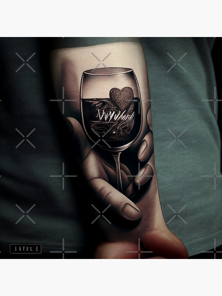 A tattooed arm holding a glass of wine Stock Photo - Alamy