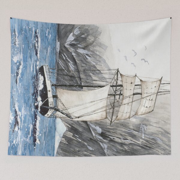Item preview, Watercolor sailing ship designed and sold by MaryWatercolor.