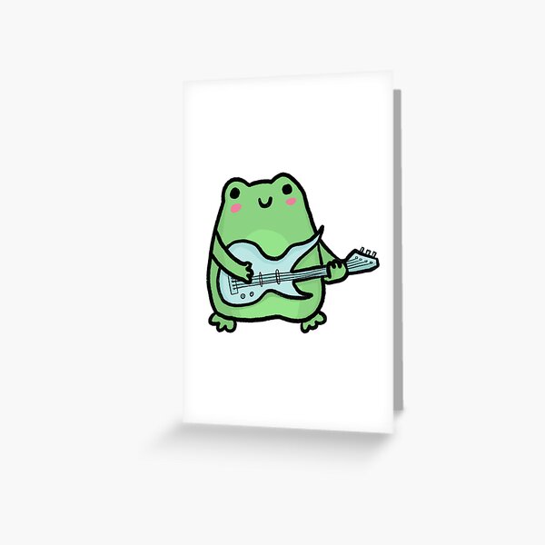 cute frog with an electric guitar Greeting Card
