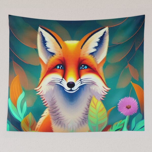 Item preview, Smiling Fox - Popping Up from the Plants designed and sold by ArtistsQuest.