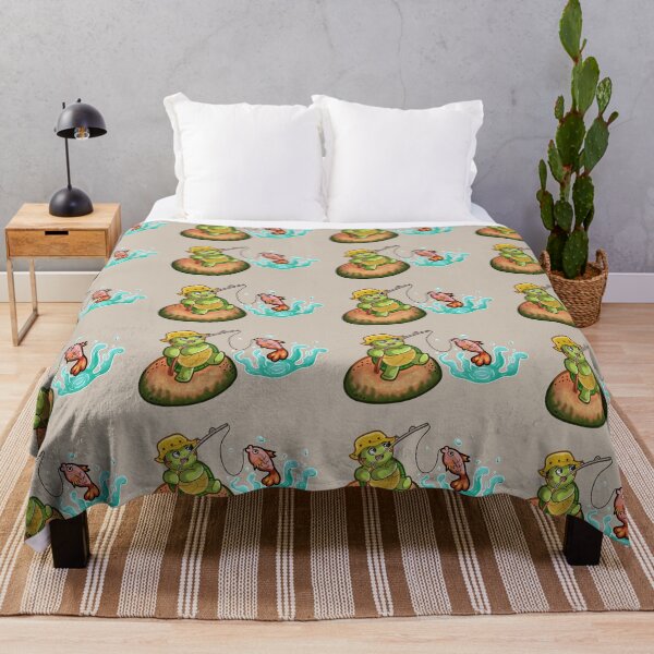 Item preview, colorful design of turtle catching a red pond fish in kawaii style. designed and sold by kitsuneins.