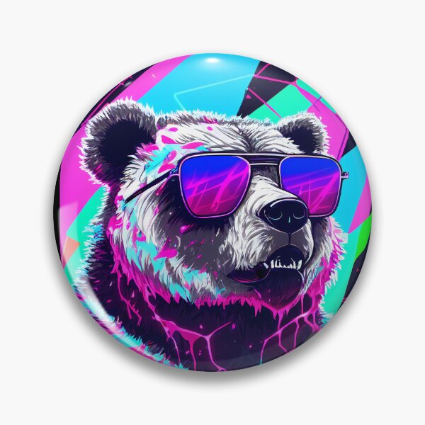 Item preview, Colorful Bear, 80's Retrowave Art, Synthwave Style, Animal Art, Grizzly Bear designed and sold by SnorbelDesign.