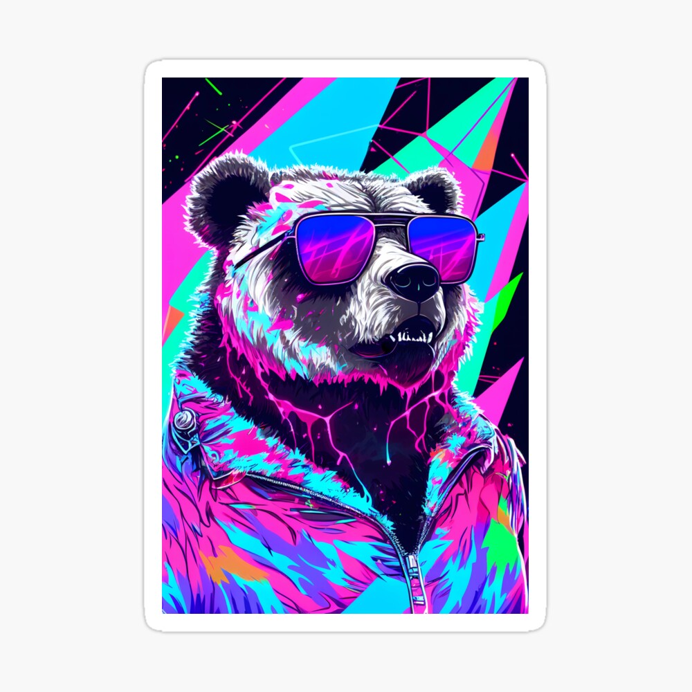 Cool party grizzly bear in sunglassesd. Pop art - Stock Illustration  [98608286] - PIXTA