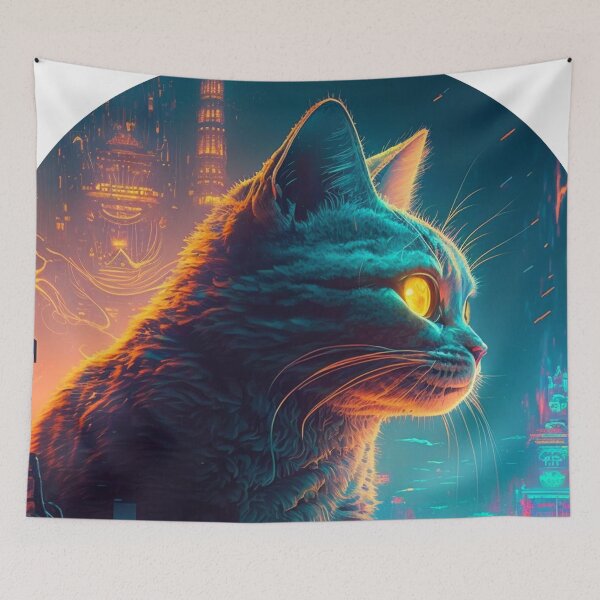 Item preview, Deep thinker cat on future tech designed and sold by DesignVentures.