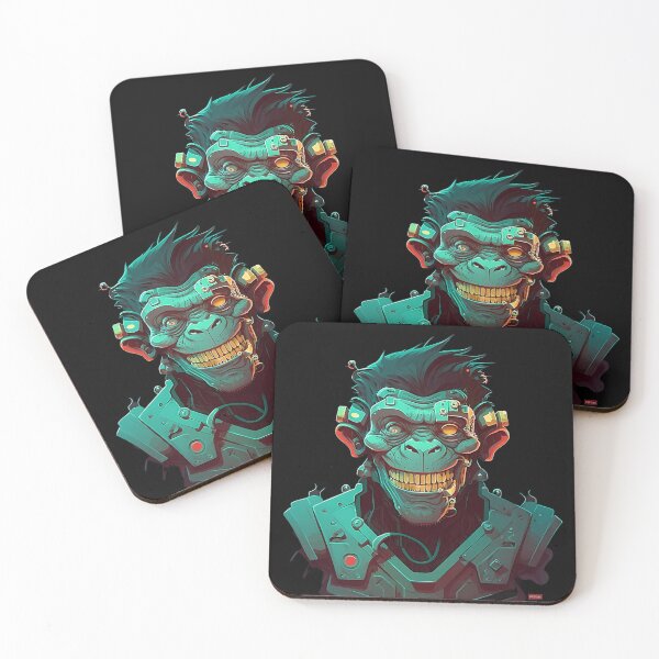 Item preview, cyborg chimp | graphic illustration designed and sold by Inspired Innovations.