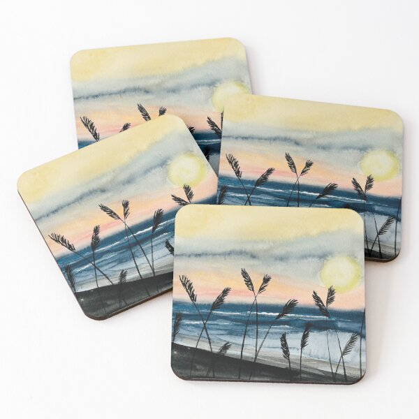 Item preview,  Watercolor Ocean Beach Skyline Sunset designed and sold by JuniperWD.