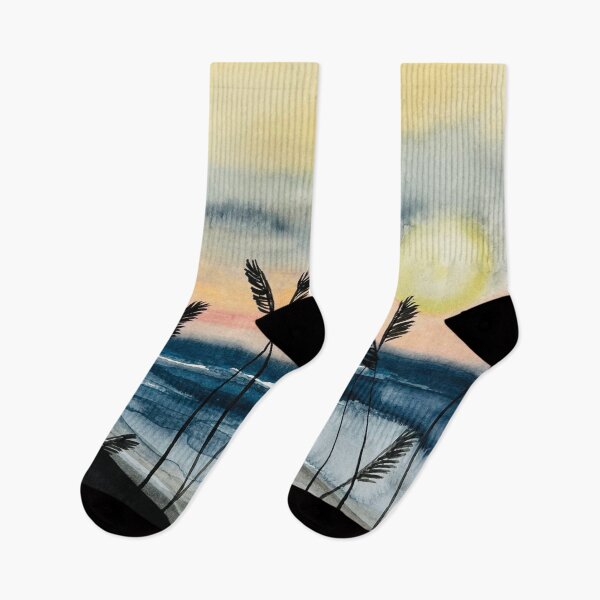 Item preview,  Watercolor Ocean Beach Skyline Sunset designed and sold by JuniperWD.