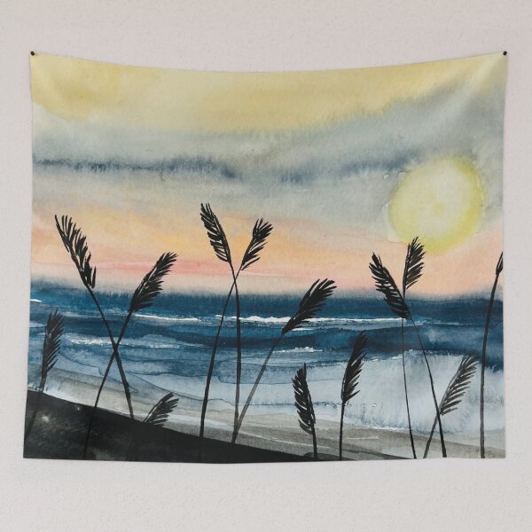 Item preview,  Watercolor Ocean Beach Skyline Sunset designed and sold by JuniperWD.