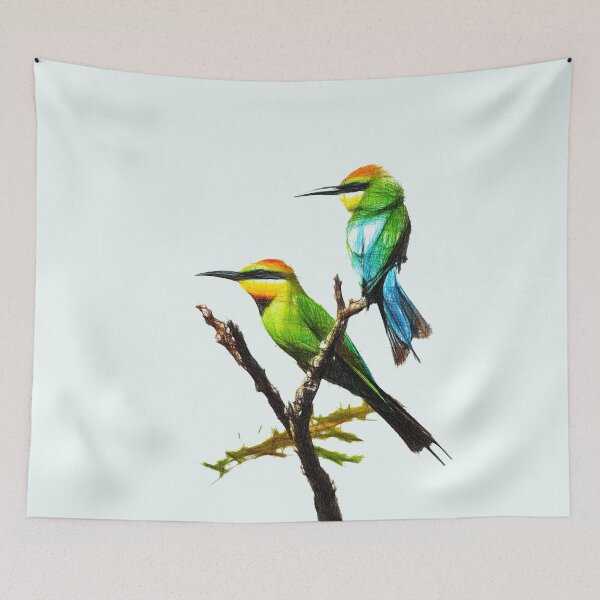 Item preview, Two bee eaters. Image made using only lines. designed and sold by janesg.