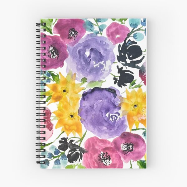 Artikelvorschau, Aquarell Blumen Lavendel und Burgunder Blumen entworfen und verkauft von JuniperWD.