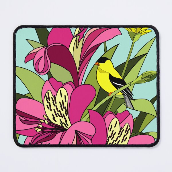 Item preview, American Goldfinch and Alstroemeria Flowers designed and sold by studioart.
