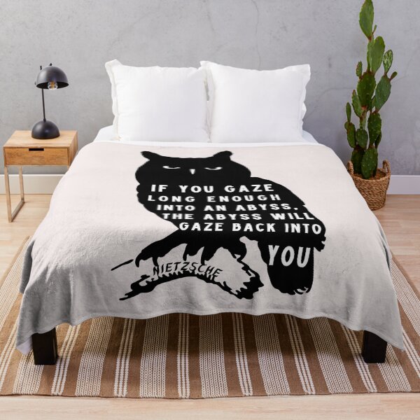 Item preview, owl art and nietzsche quote: if you gaze long enough into an abyss the abyss will gaze back into you designed and sold by artbleed.