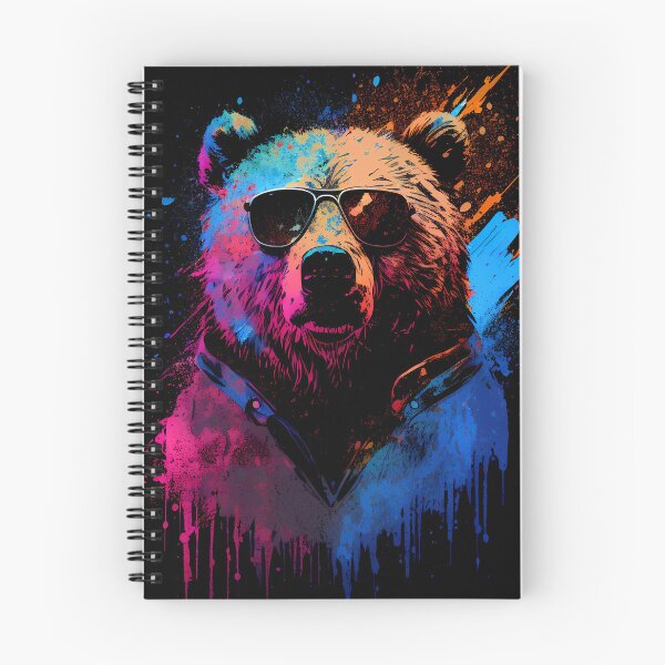 Item preview, Strong Bear Painting, 80's Retrowave Art, Synthwave Style, Animal Art, Grizzly Bear designed and sold by SnorbelDesign.