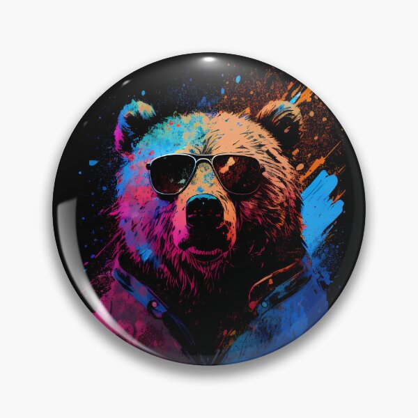 Item preview, Strong Bear Painting, 80's Retrowave Art, Synthwave Style, Animal Art, Grizzly Bear designed and sold by SnorbelDesign.
