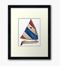 Sunfish Sailboat Red White and Blue Framed Print