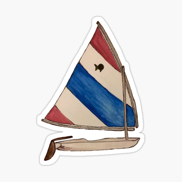 Sunfish Sailboat Red White and Blue Sticker
