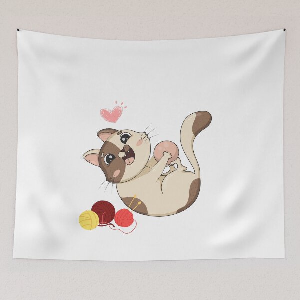 Item preview, cat playing with a ball of string designed and sold by Anitkaaa.