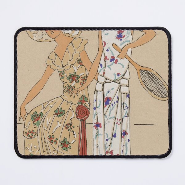 Item preview, High Resolution | Women Playing Tennis Vintage Line Drawing Watercolor designed and sold by archerfield.