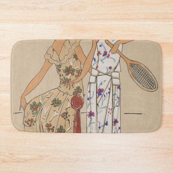 Item preview, High Resolution | Women Playing Tennis Vintage Line Drawing Watercolor designed and sold by archerfield.