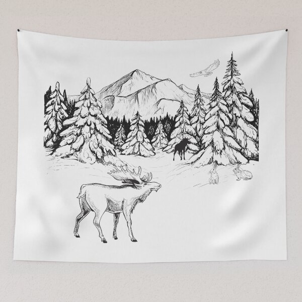 Item preview, Moose in a snowy forest  designed and sold by courtney petersen.