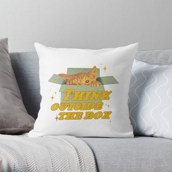 Vintage Box cat Throw Pillow