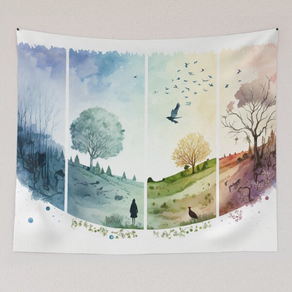 Item preview, Cool Watercolor Art-Seasons Landscape designed and sold by letsgetinspired.