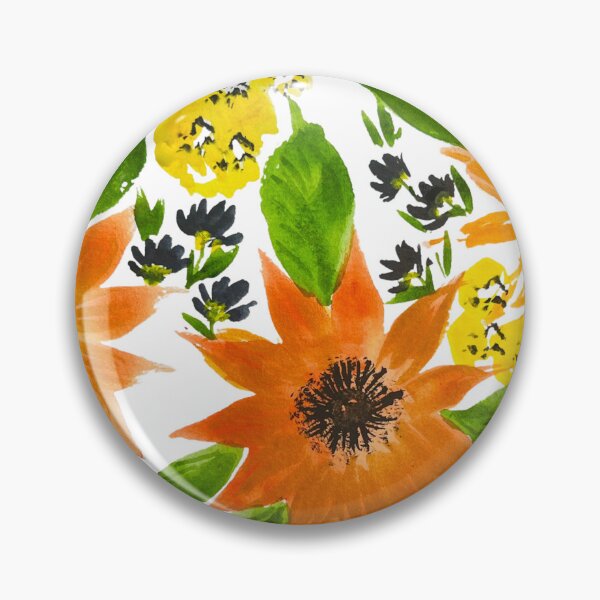 Artikelvorschau, Aquarell Blumenmuster im Stil der 70er Jahre Vintage Gold entworfen und verkauft von JuniperWD.