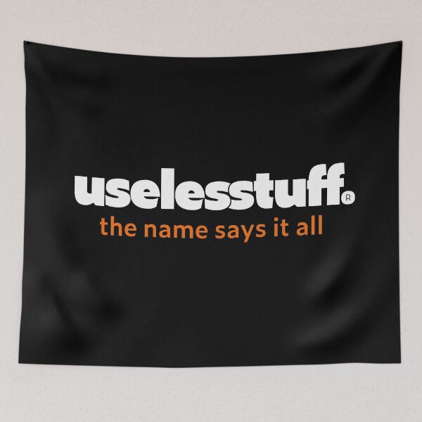 Item preview, 16193-01-BDK - Logo y lema de Uselesstuff® (blanco) designed and sold by Uselesstuff.