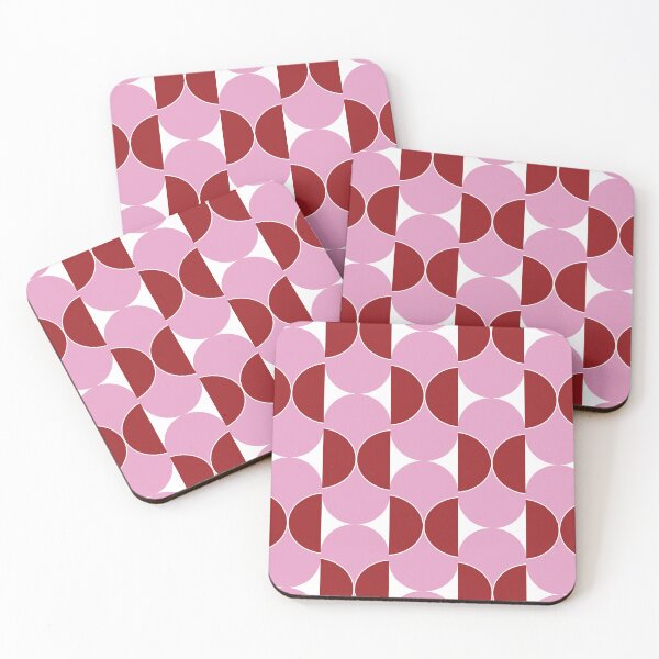 Item preview, Modern Round Tiles Illusion Style Pattern, Red Pink Simple designed and sold by Dazzline Designs.