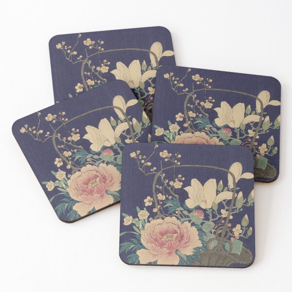 Item preview, Restored Vintage Still Life Japanese Line Art | Deep Blue Background designed and sold by archerfield.