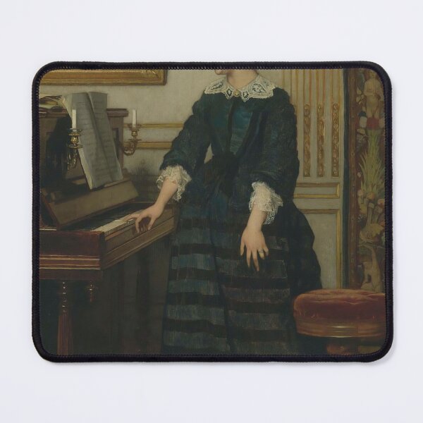 Item preview, Woman Playing Piano | Restored Vintage Oil Painting designed and sold by archerfield.