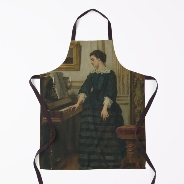 Item preview, Woman Playing Piano | Restored Vintage Oil Painting designed and sold by archerfield.