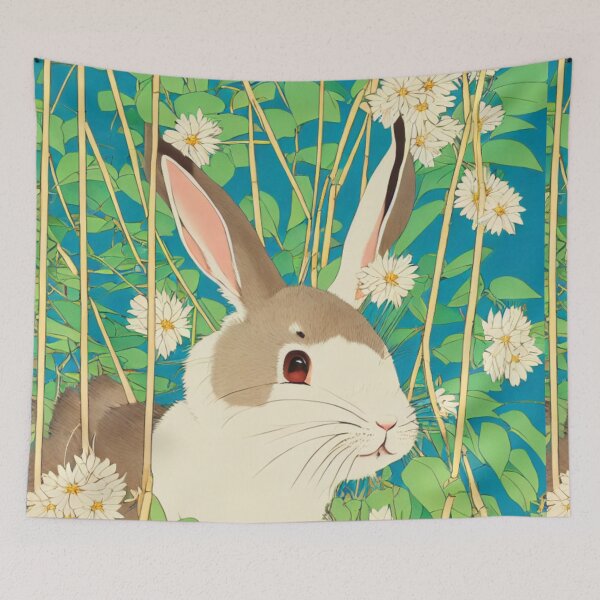Item preview, Floral Adventures of a Rabbit Bunny Mini Rex Rabbit Velveteen Lop designed and sold by wigobun.