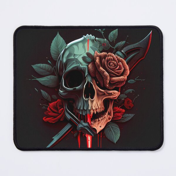 Item preview, Skull with flowers and a knife designed and sold by AloneARTS.