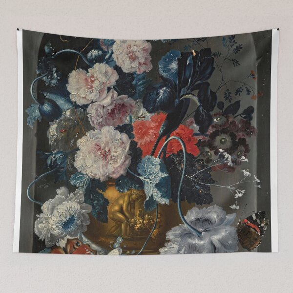 Item preview, Vintage Artwork |  Botanical Painting | Blue Flowers in a Vase | Dark Academia Decor designed and sold by archerfield.
