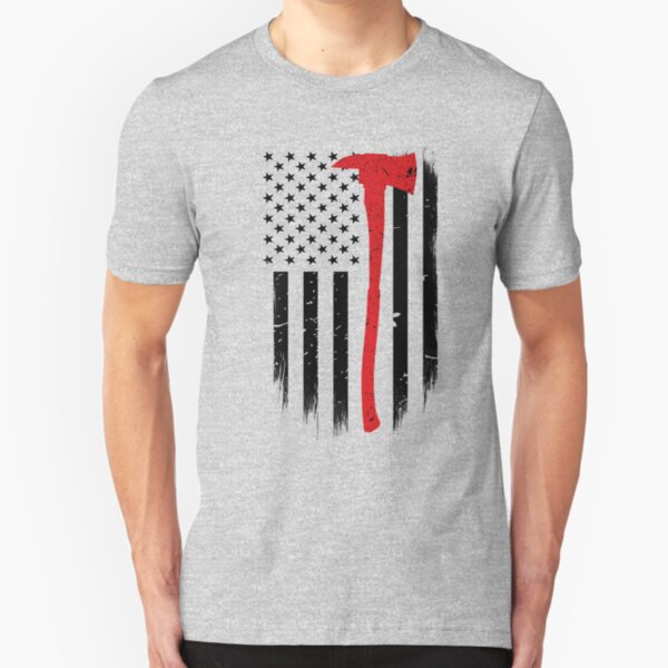 Thin Red Line Firefighter Axe Slim Fit T-Shirt