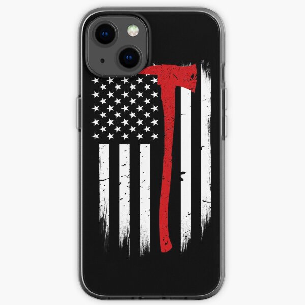 Firefighter Flag Thin Red Line Axe iPhone Soft Case